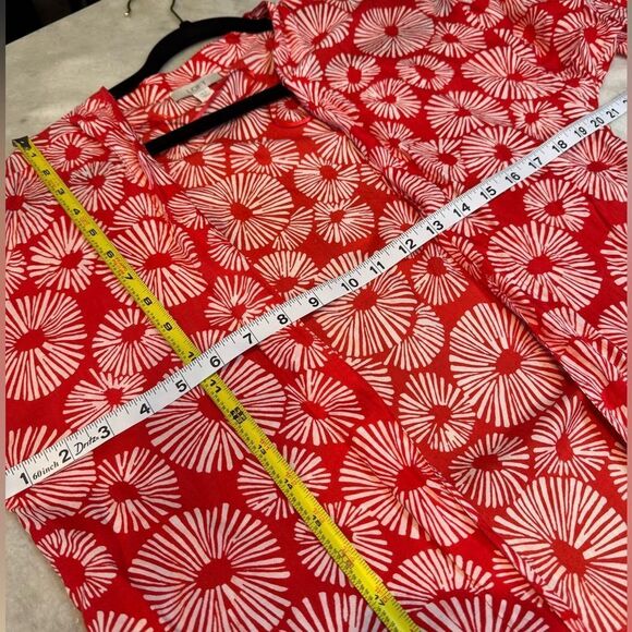 LOFT Red White Firework Print Long Open Duster Kimono Coverup. Size XS/S - Picture 9 of 11